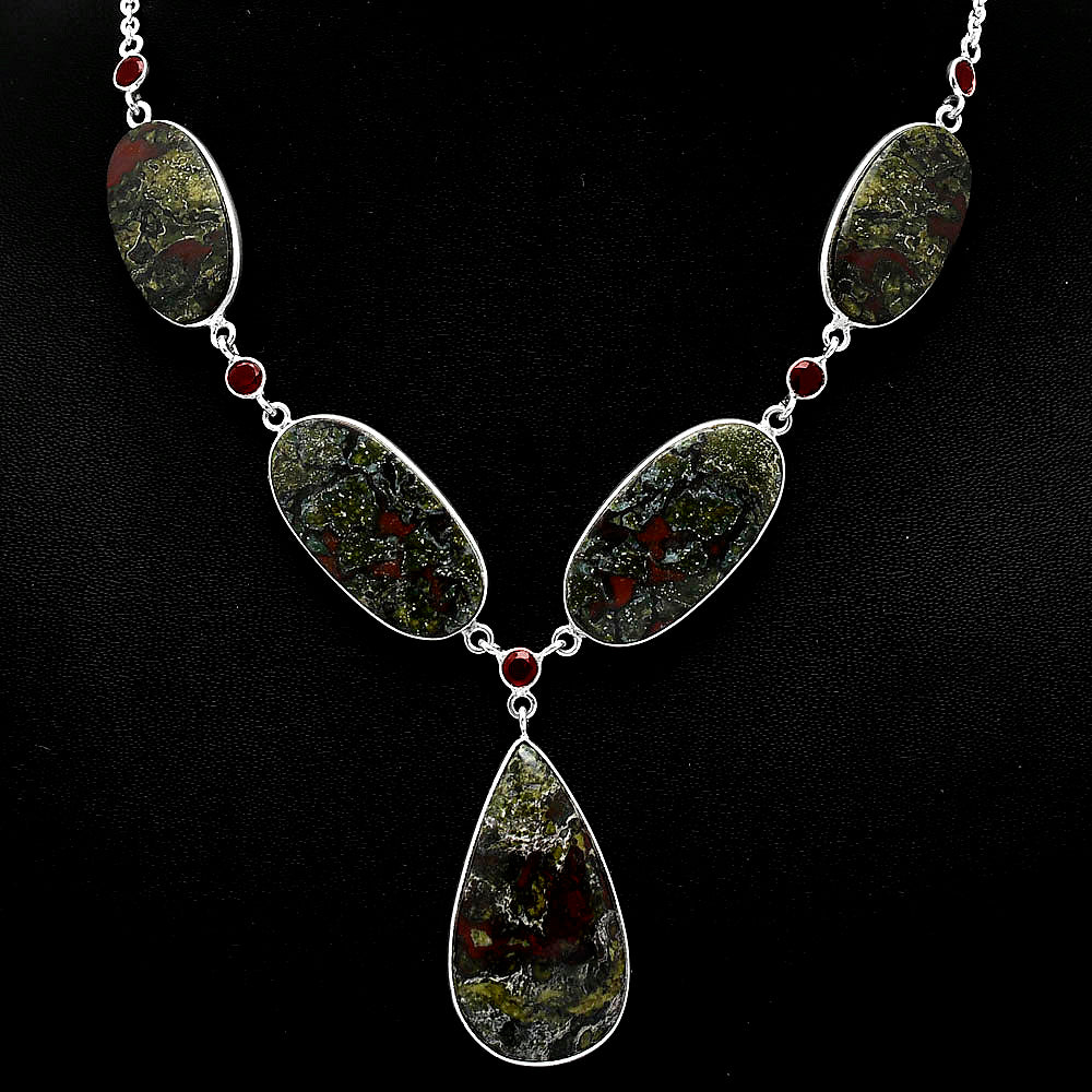 Natural Dragon Blood Stone & Garnet Necklace N-1022 SDN1967