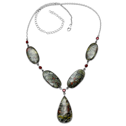 Natural Dragon Blood Stone & Garnet Necklace N-1022 SDN1967