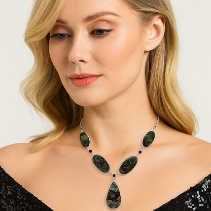 Natural Dragon Blood Stone & Garnet Necklace N-1022 SDN1967