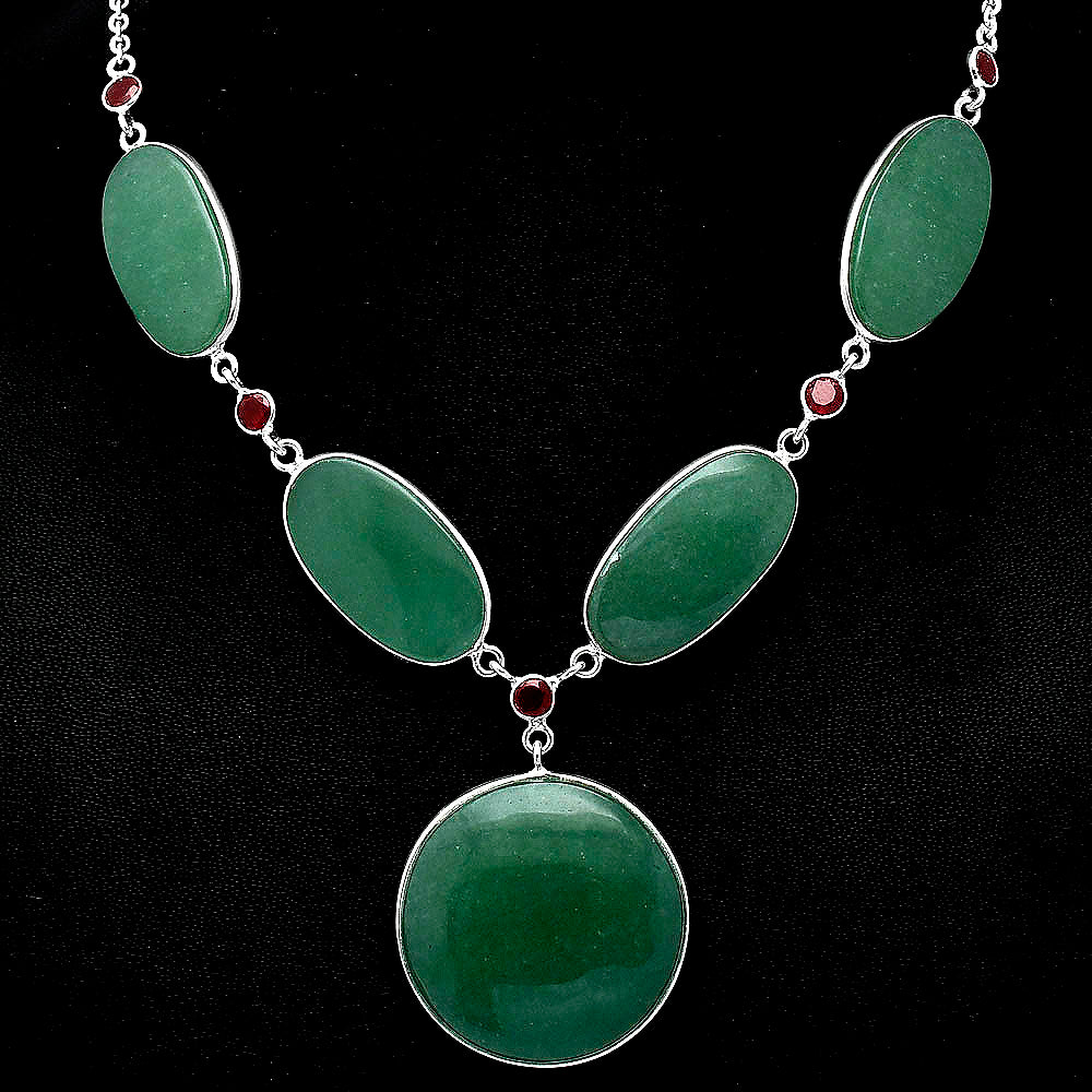 Natural Green Aventurine & Garnet Necklace N-1022 SDN1971