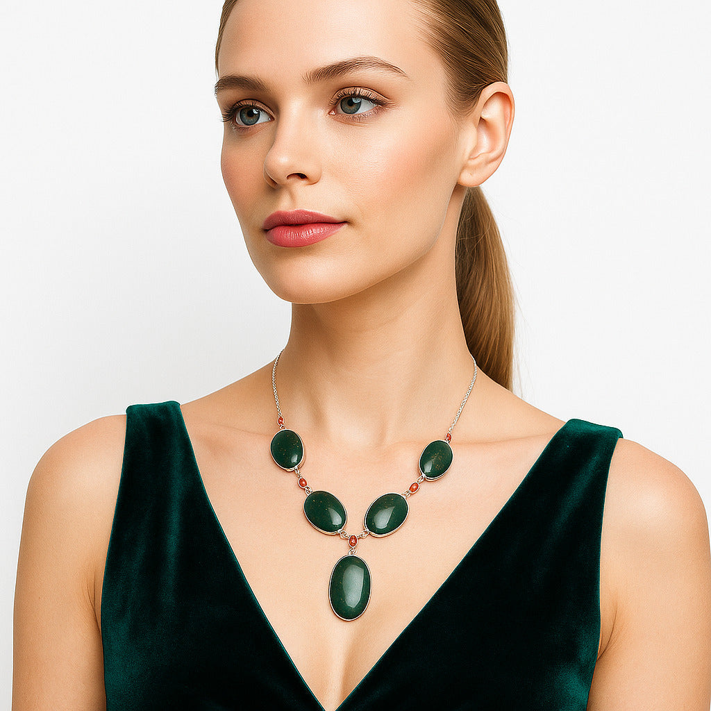 Natural Blood Stone - India & Garnet Necklace N-1022 SDN1978