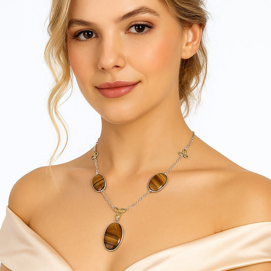 Natural Tiger Eye - Africa & Citrine Necklace N-1021 SDN1984