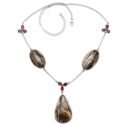 Natural Stick Agate & Garnet Necklace N-1021 SDN1990