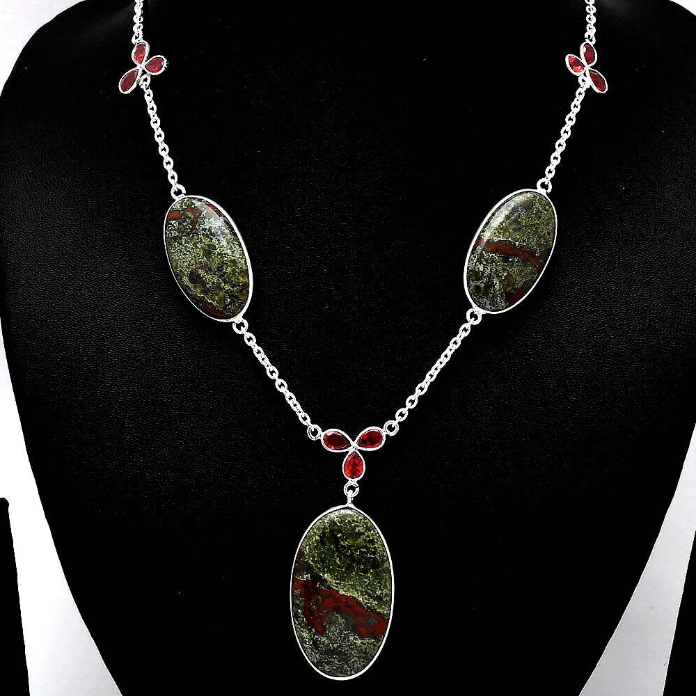 Natural Dragon Blood Stone & Garnet Necklace N-1021 SDN1994