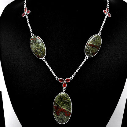 Natural Dragon Blood Stone & Garnet Necklace N-1021 SDN1994