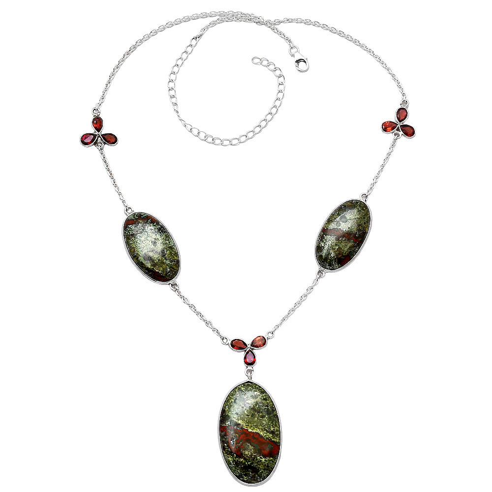 Natural Dragon Blood Stone & Garnet Necklace N-1021 SDN1994