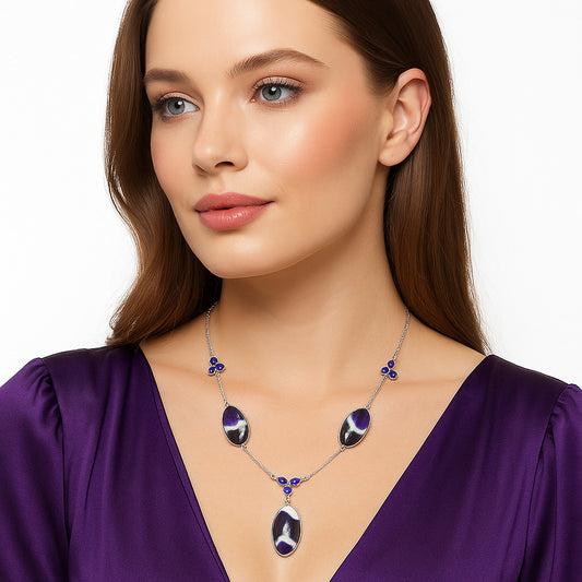 Natural Chevron Amethyst & Amethyst Necklace N-1021 SDN1995