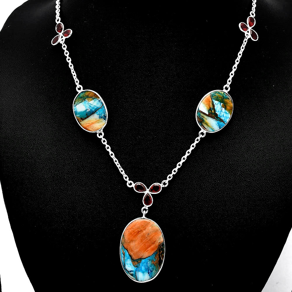 Spiny Oyster Turquoise & Garnet Necklace N-1021 SDN1998