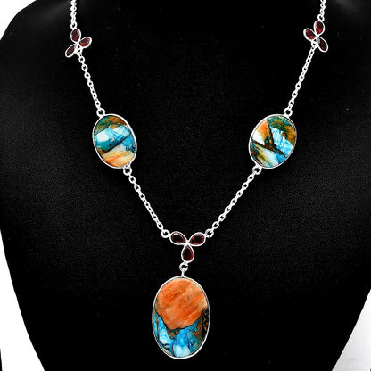 Spiny Oyster Turquoise & Garnet Necklace N-1021 SDN1998