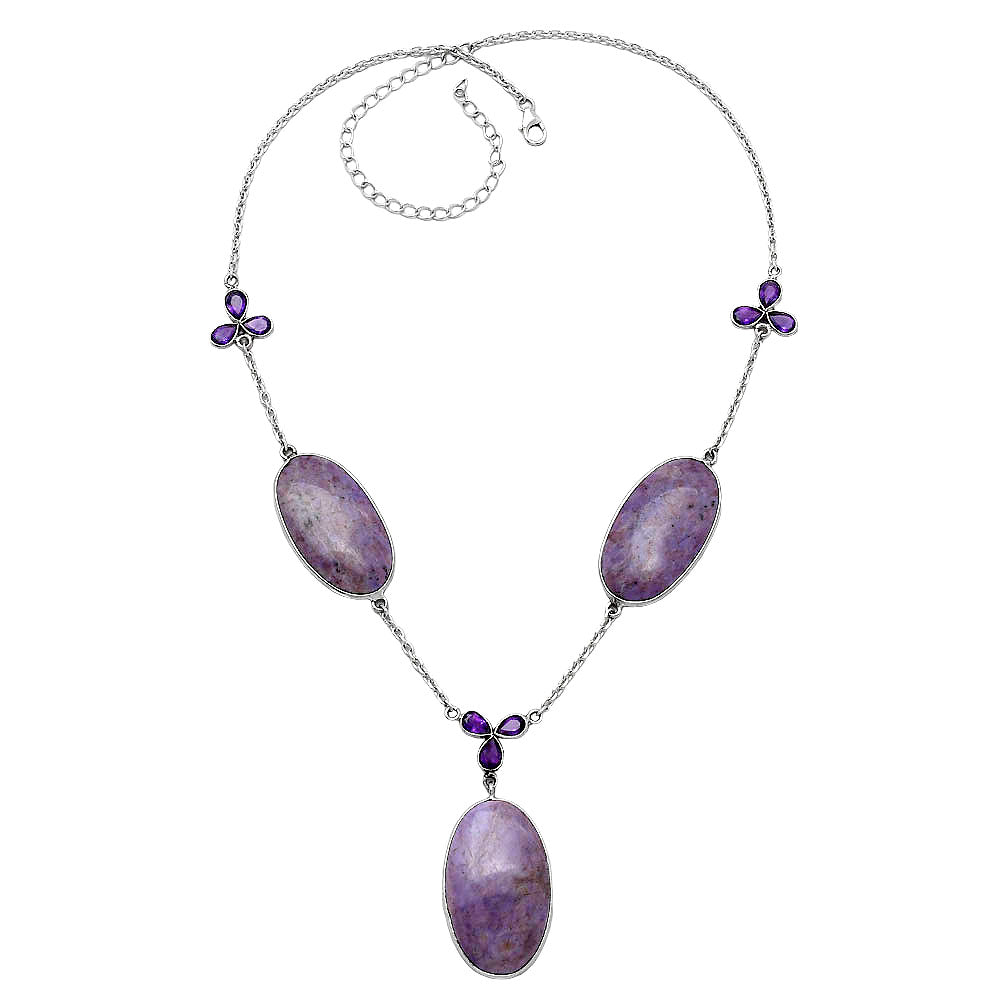 Natural Lavender Jade & Amethyst Necklace N-1021 SDN2001