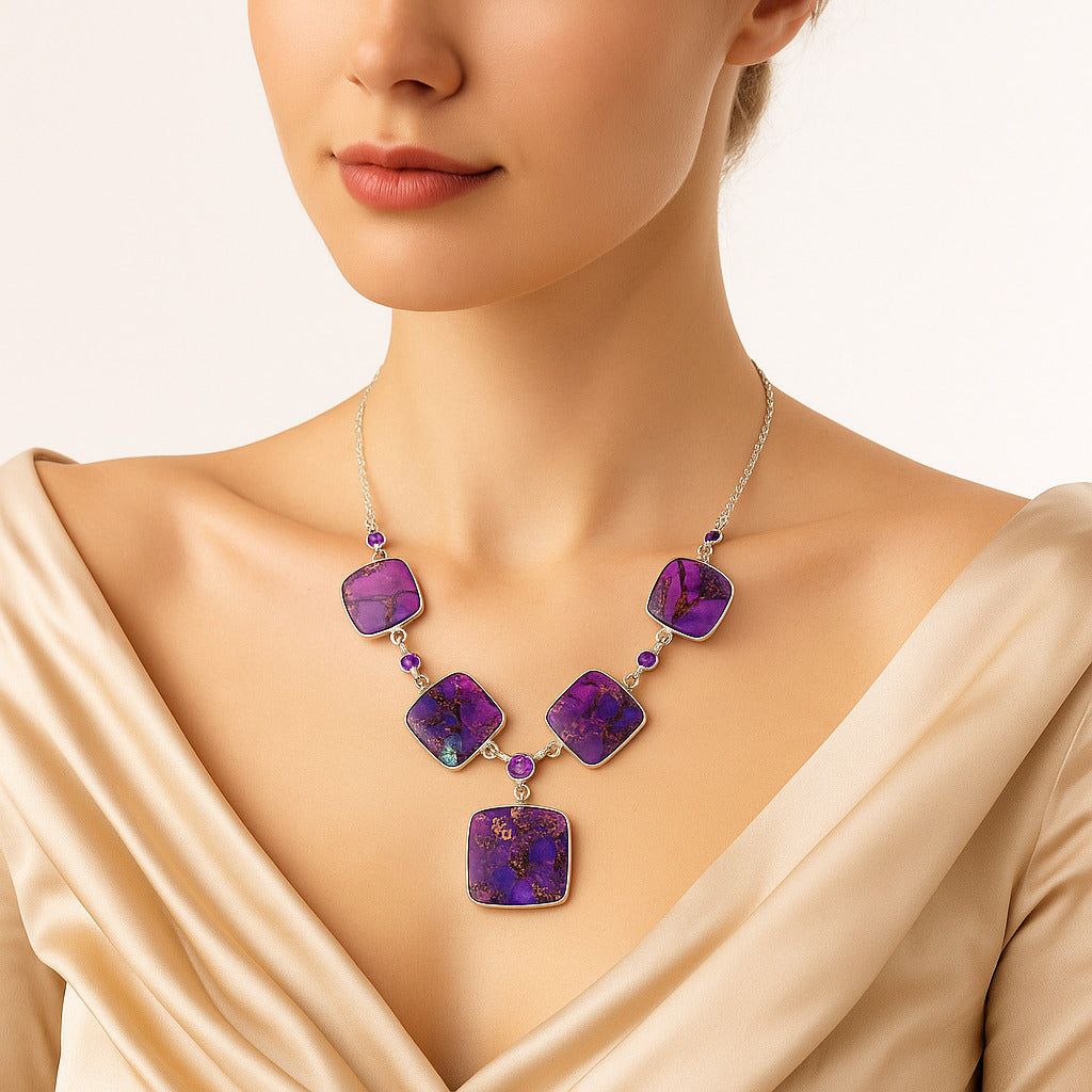 Copper Purple Turquoise & Amethyst Necklace N-1022 SDN2003
