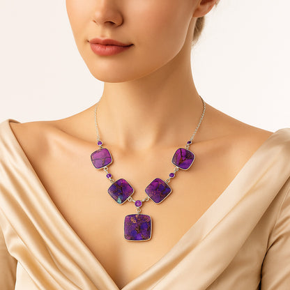 Copper Purple Turquoise & Amethyst Necklace N-1022 SDN2003