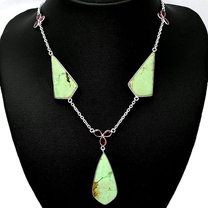 Natural Lemon Chrysoprase & Garnet Necklace N-1021 SDN2004