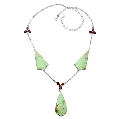 Natural Lemon Chrysoprase & Garnet Necklace N-1021 SDN2004