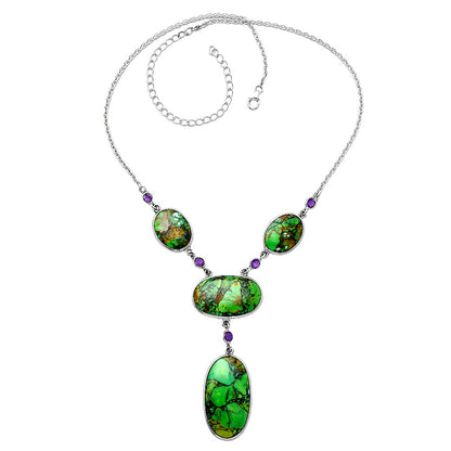 Green Matrix Turquoise & Amethyst Necklace N-1023 SDN2006