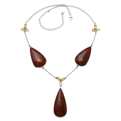 Natural Red Moss Agate & Citrine Necklace N-1021 SDN2007