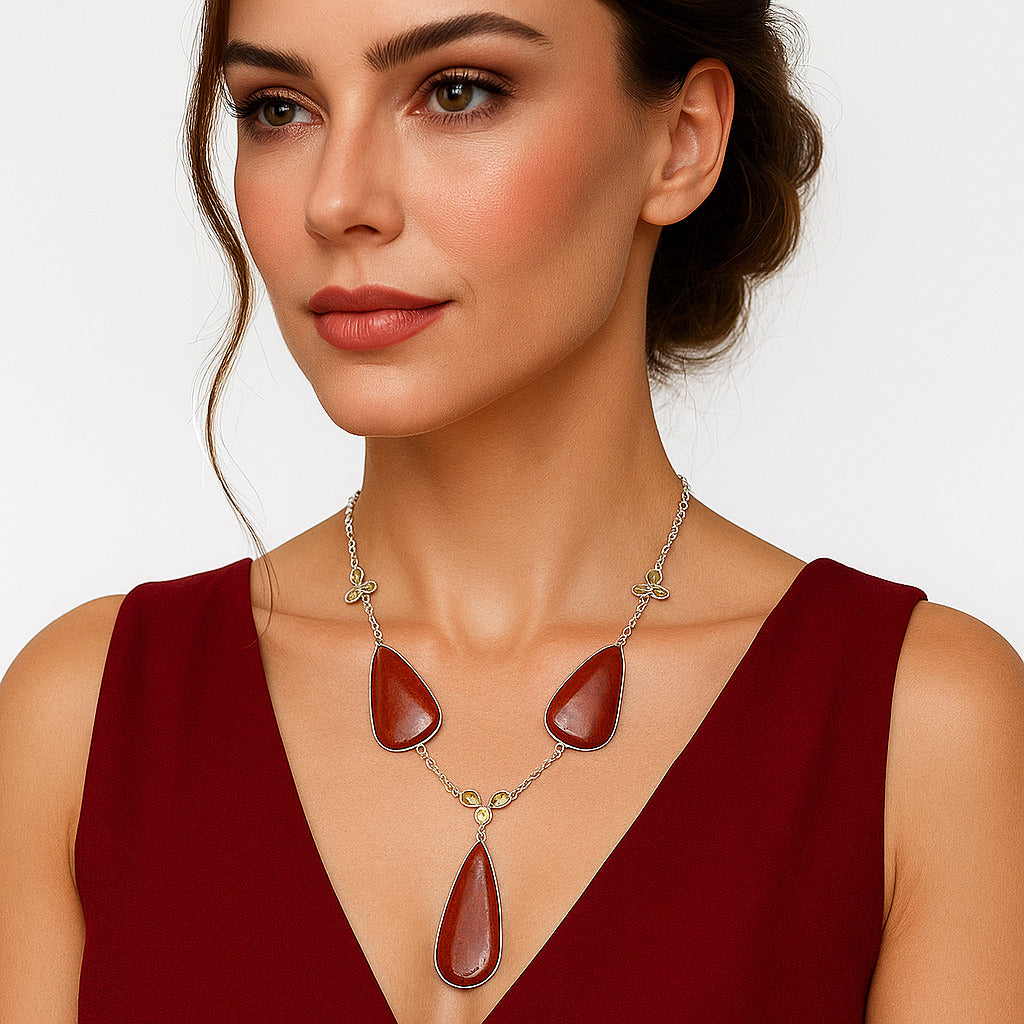 Natural Red Moss Agate & Citrine Necklace N-1021 SDN2007