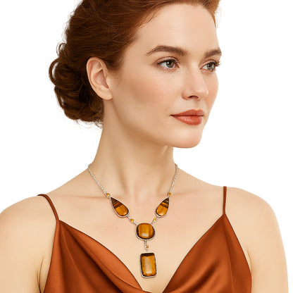 Natural Tiger Eye - Africa & Citrine Necklace N-1023 SDN2010