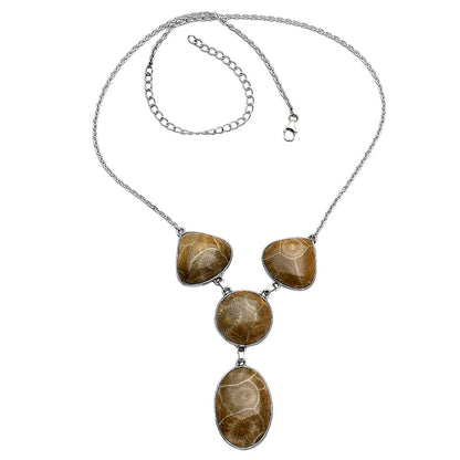 Natural Flower Fossil Coral Necklace N-1013 SDN2023