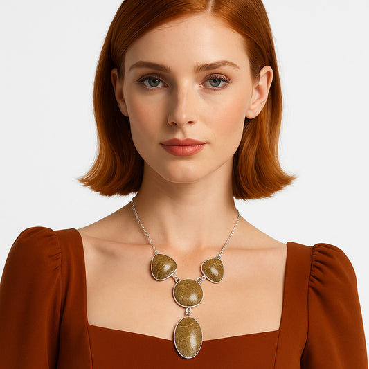 Natural Flower Fossil Coral Necklace N-1013 SDN2023