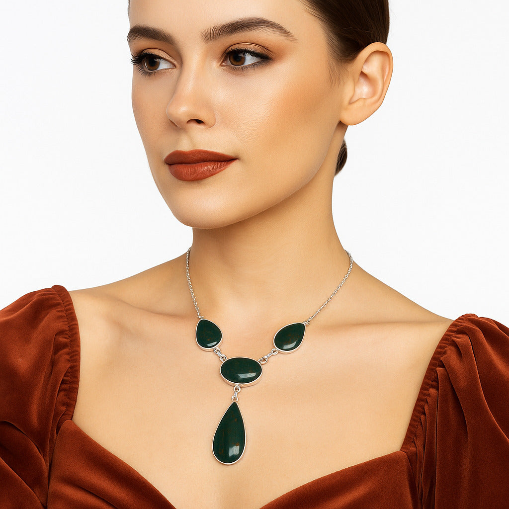 Natural Blood Stone - India Necklace N-1013 SDN2028