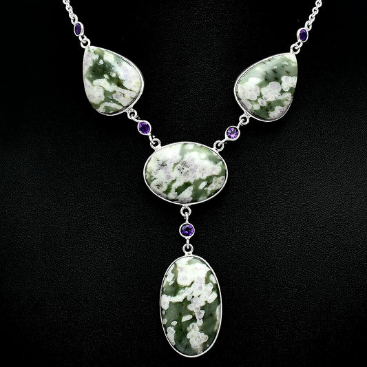 Natural Peace Jade & Amethyst Necklace N-1023 SDN2033