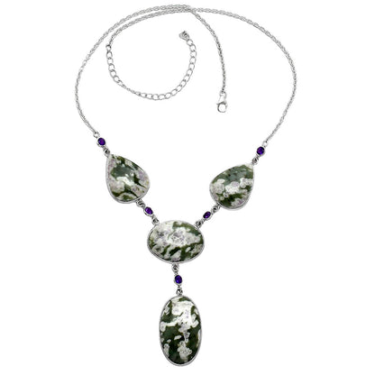 Natural Peace Jade & Amethyst Necklace N-1023 SDN2033