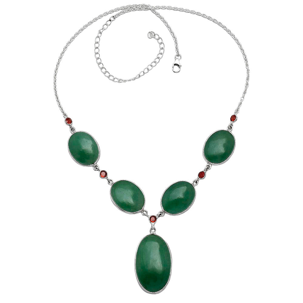 Natural Green Aventurine & Garnet Necklace N-1022 SDN2040