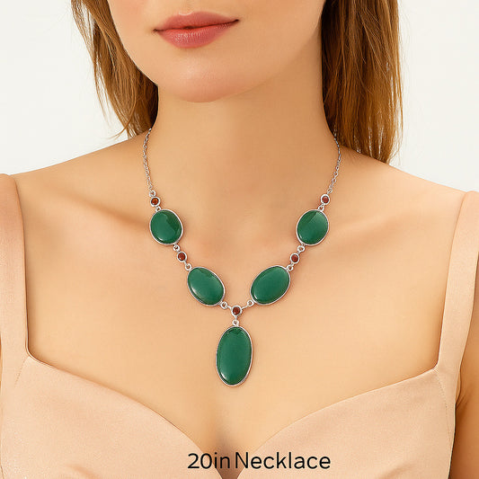Natural Green Aventurine & Garnet Necklace N-1022 SDN2040