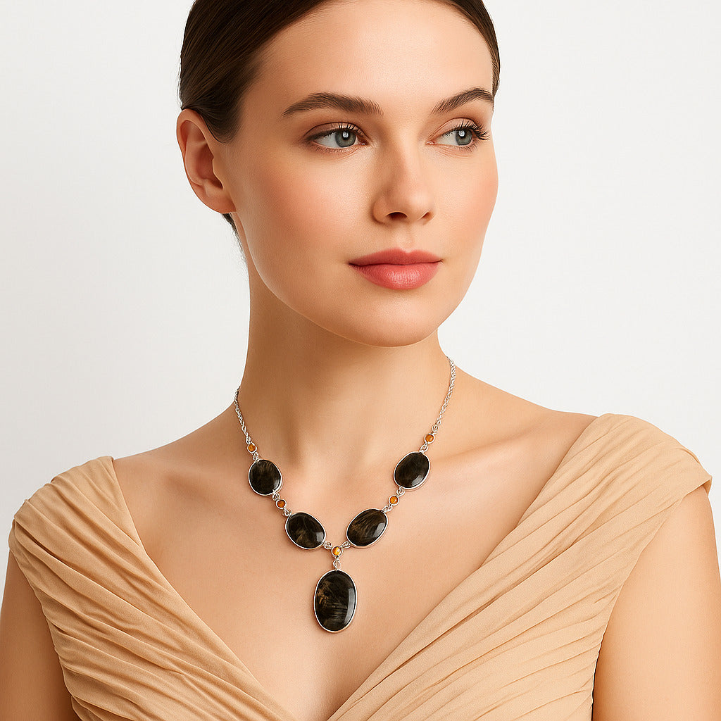 Natural Bat Cave Jasper & Citrine Necklace N-1022 SDN2043