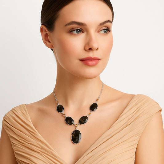 Natural Bat Cave Jasper & Citrine Necklace N-1022 SDN2043