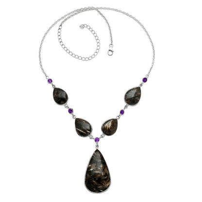 Natural Bat Cave Jasper & Amethyst Necklace N-1022 SDN2044