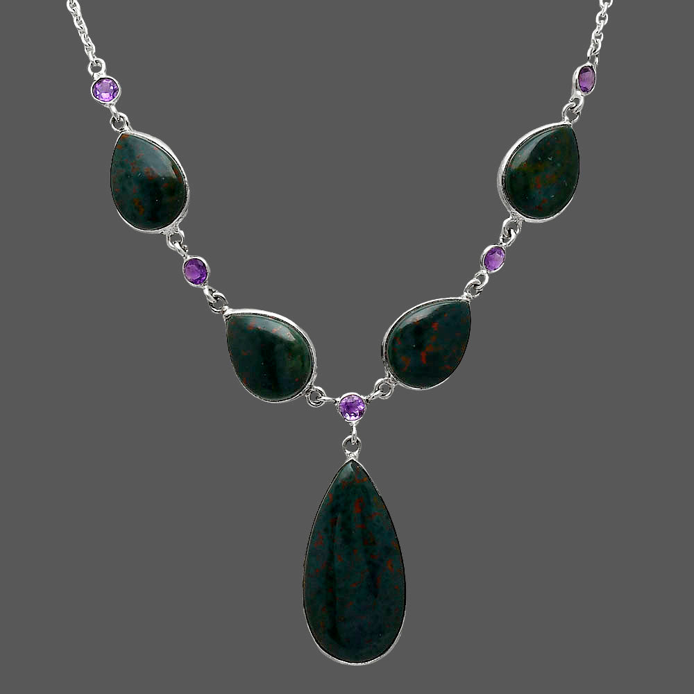 Blood Stone - India & Amethyst Necklace N-1022 SDN2046