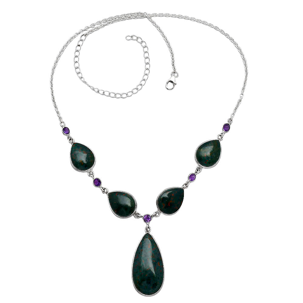 Blood Stone - India & Amethyst Necklace N-1022 SDN2046