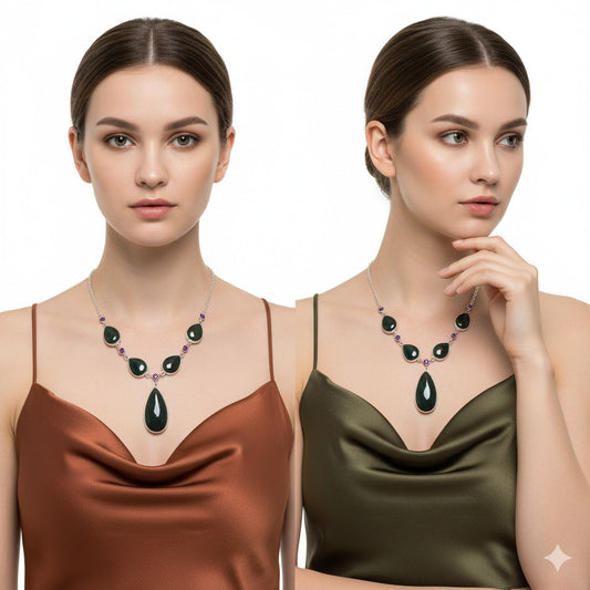 Blood Stone - India & Amethyst Necklace N-1022 SDN2046