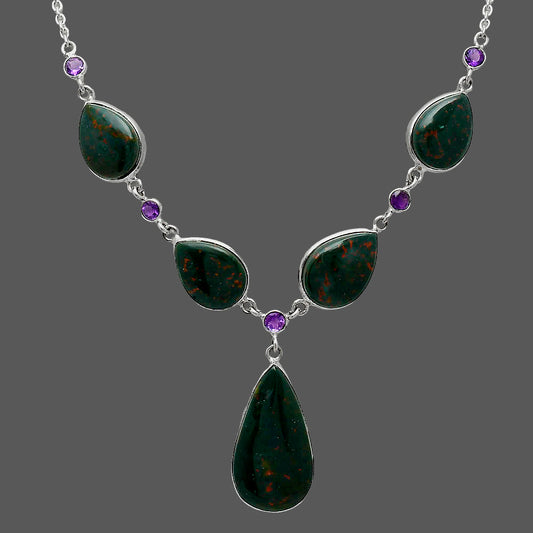 Blood Stone - India & Amethyst Necklace N-1022 SDN2047