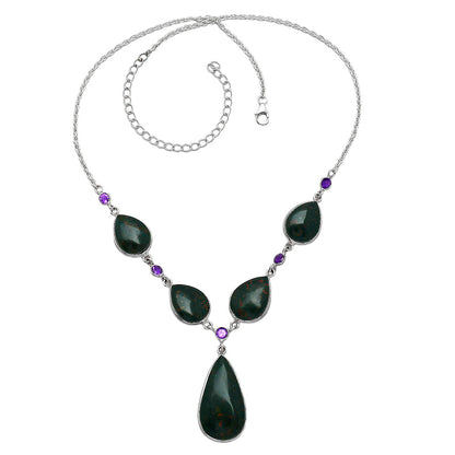 Blood Stone - India & Amethyst Necklace N-1022 SDN2047