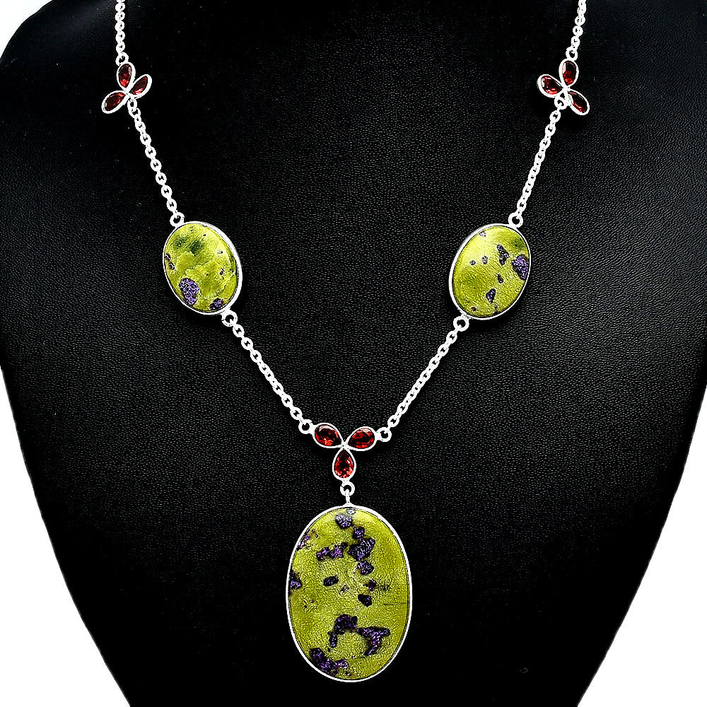 Natural Stichtite & Garnet Necklace N-1021 SDN2048