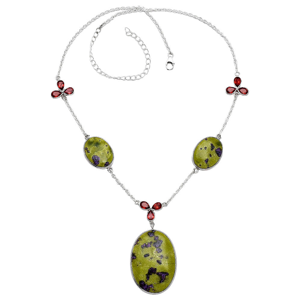 Natural Stichtite & Garnet Necklace N-1021 SDN2048