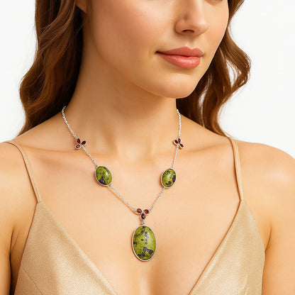Natural Stichtite & Garnet Necklace N-1021 SDN2048