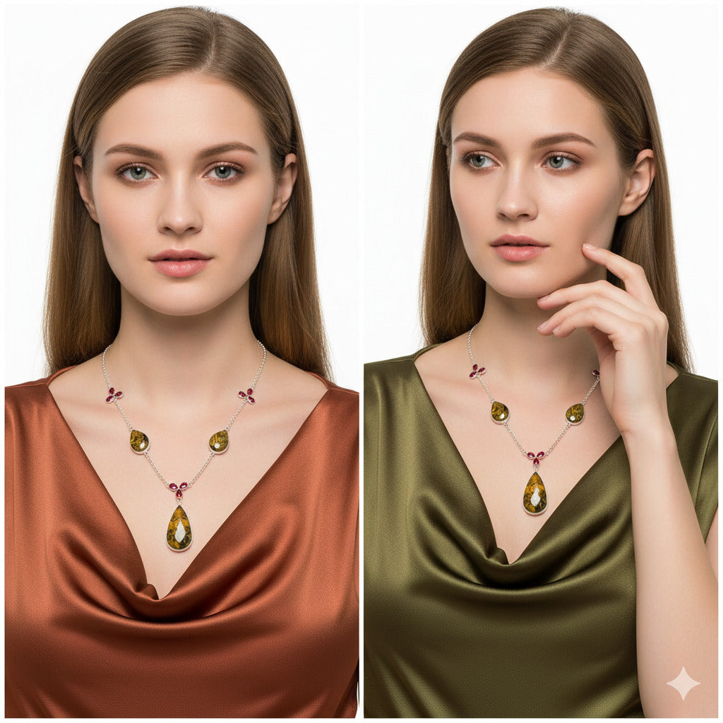 Natural Nellite & Garnet Necklace N-1021 SDN2051