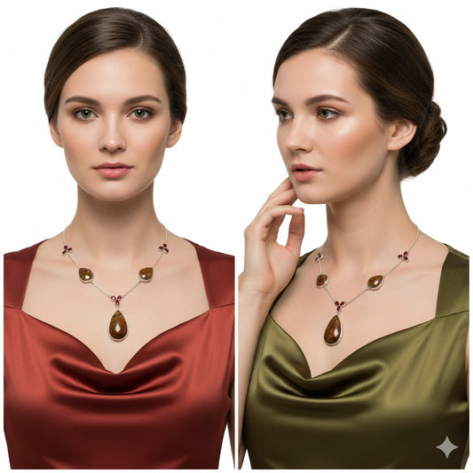 Rare Cady Mountain Agate & Garnet Necklace N-1021 SDN2053