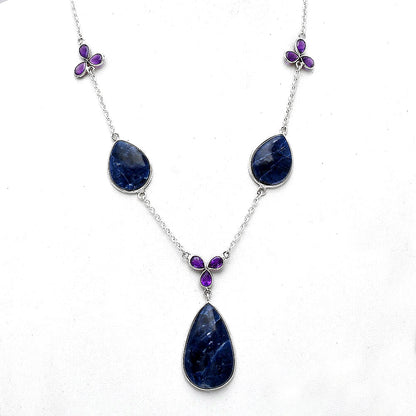 Natural Sodalite & Amethyst Necklace N-1021 SDN2054