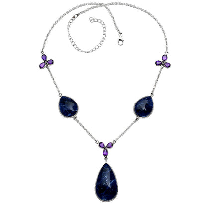 Natural Sodalite & Amethyst Necklace N-1021 SDN2054