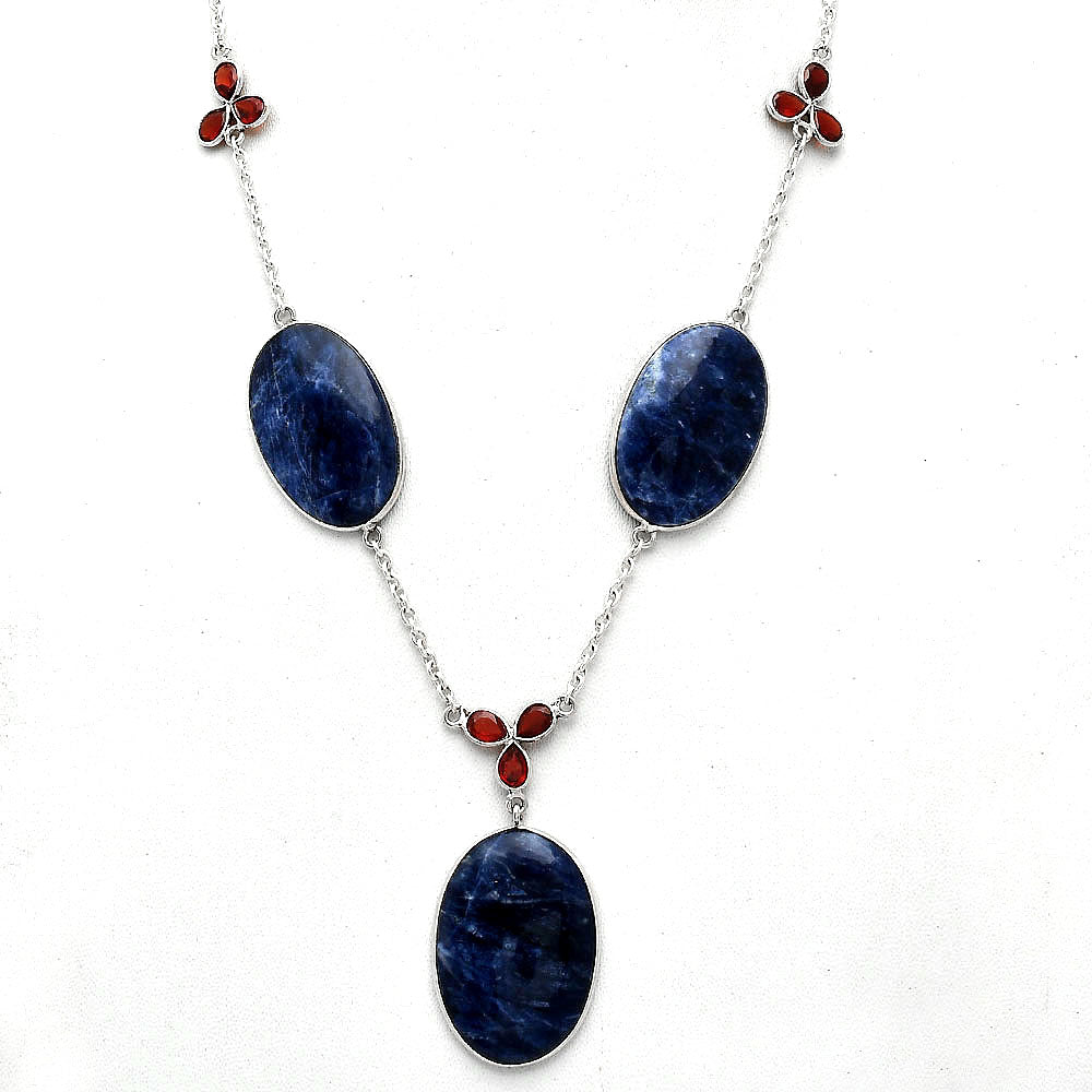 Natural Sodalite & Garnet Necklace N-1021 SDN2061