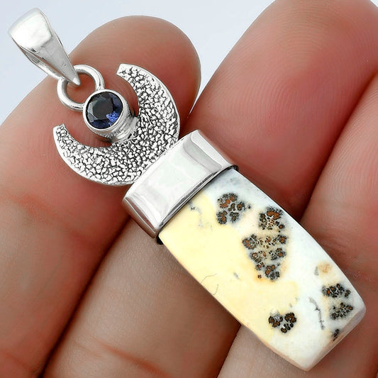 Crescent Moon Maligano Jasper & Iolite Pendant P-1453 SDP103233