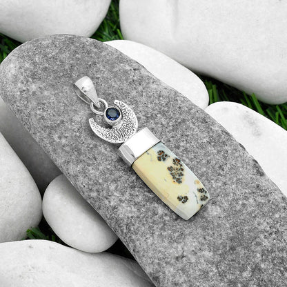 Crescent Moon Maligano Jasper & Iolite Pendant P-1453 SDP103233
