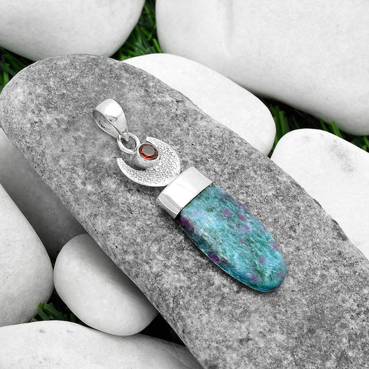 Crescent Moon Ruby In Kyanite & Garnet Pendant P-1453 SDP103245