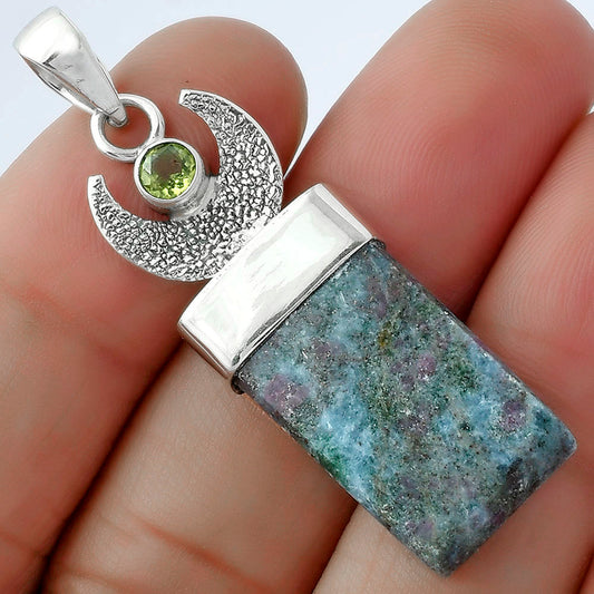 Crescent Moon Ruby In Kyanite & Peridot Pendant P-1453 SDP103248