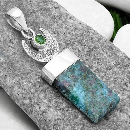 Crescent Moon Ruby In Kyanite & Peridot Pendant P-1453 SDP103248